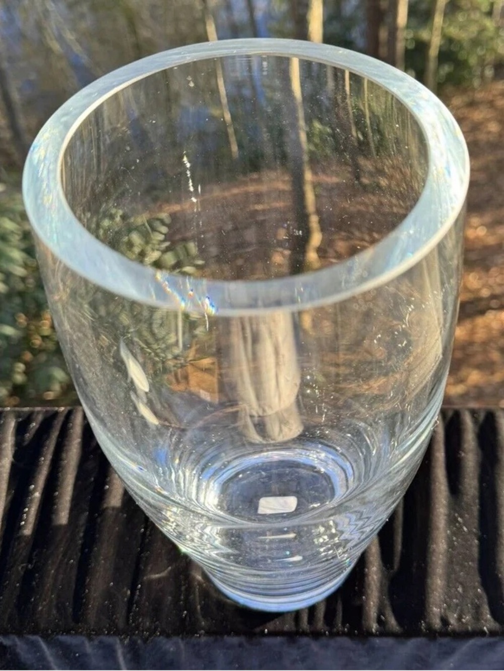 Crate & Barrel Made In Poland Crystal Tuxedo Vase Thick Heavy Retired Design Art